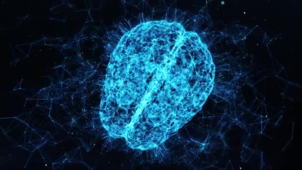 Rotující digitální mozek Ai Umělá inteligence Hluboká data Stroj učení 4k — Stock video