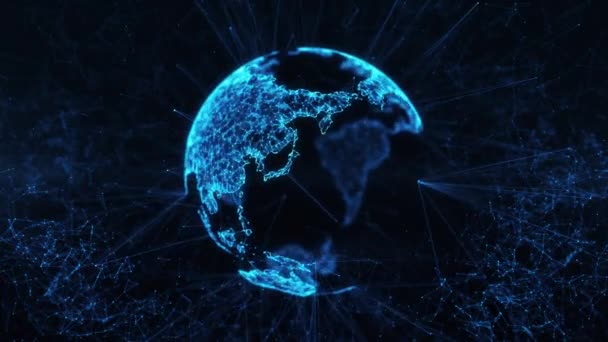デジタル地球ビッグデータソーシャルネットワーク｜地球惑星ホログラム4kループの背景 — ストック動画