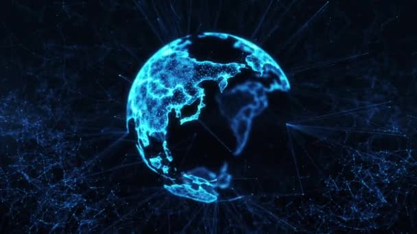 Globo digital big data rede social Terra planeta holograma 4k loop fundo — Vídeo de Stock