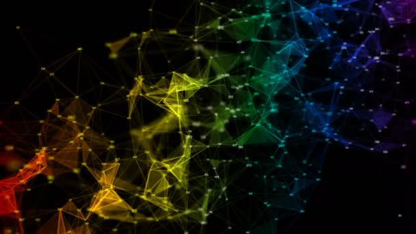 Abstrato Fundo colorido iridescente arco-íris aleatório Digital Data Network — Vídeo de Stock