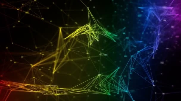 Résumé Arrière-plan coloré irisé arc-en-ciel aléatoire Digital Data Network — Video