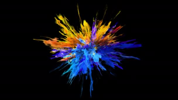 Explosión de color - colorido humo polvo explosión fluido tinta partículas canal alfa — Vídeo de stock
