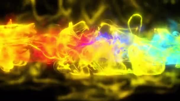 Multiple iridescent multicolored pulsating shockwave particle explosions alpha — Stock Video
