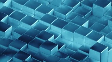 Soyut Cyan metalik küp arkaplan desenli duvar. 3B Projeksiyon Haritalama