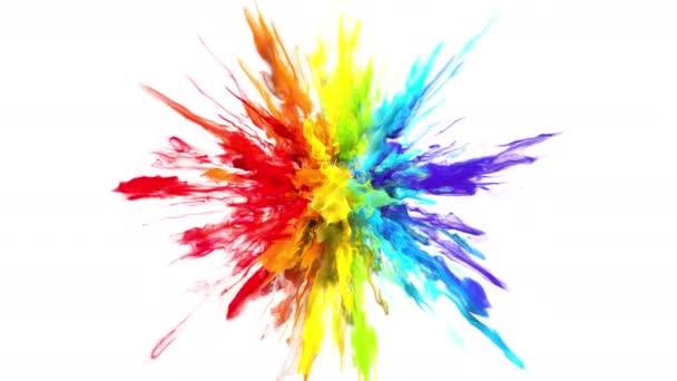 カラーバースト-カラフルな虹煙粉末爆発液インク粒子アルファ — ストック動画