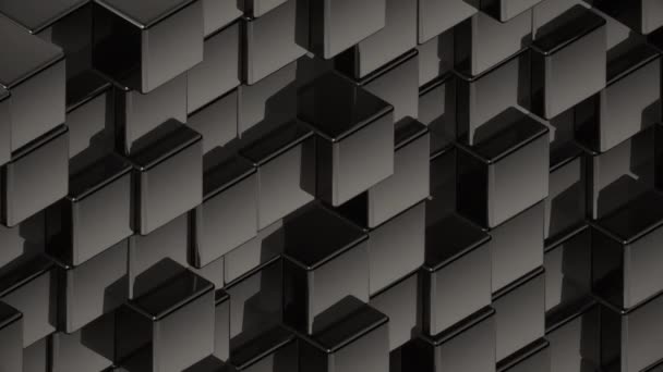 Abstracto negro cubos metálicos fondo patrón pared 3D proyección mapeo — Vídeo de stock