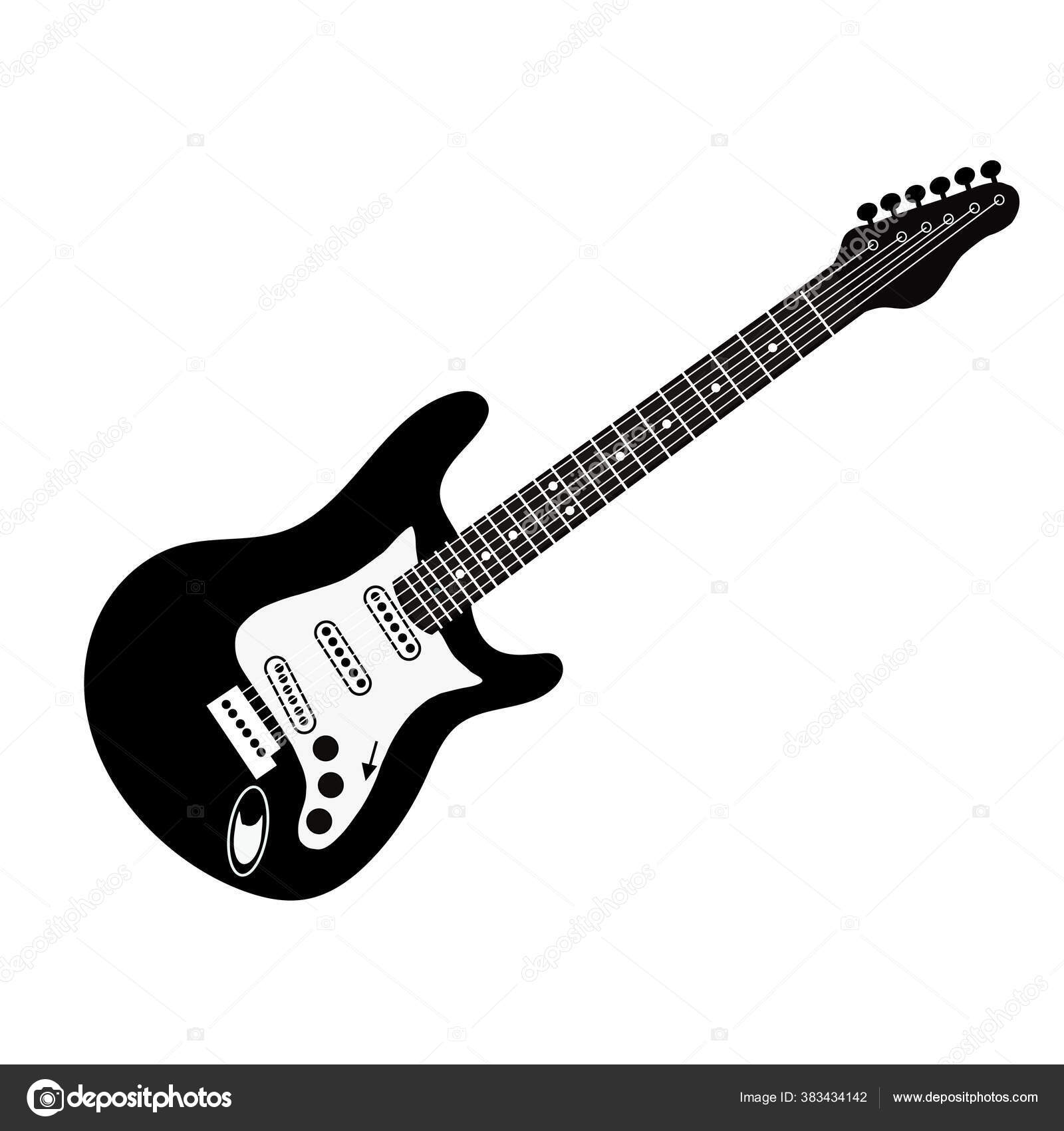 Chitarra Elettrica In Bianco E Nero Messa Su Fondo Bianco Arte Alla Moda Isolata Stile Moderno Della Roccia Di Lerciume Noir 134389631 - Foto 8