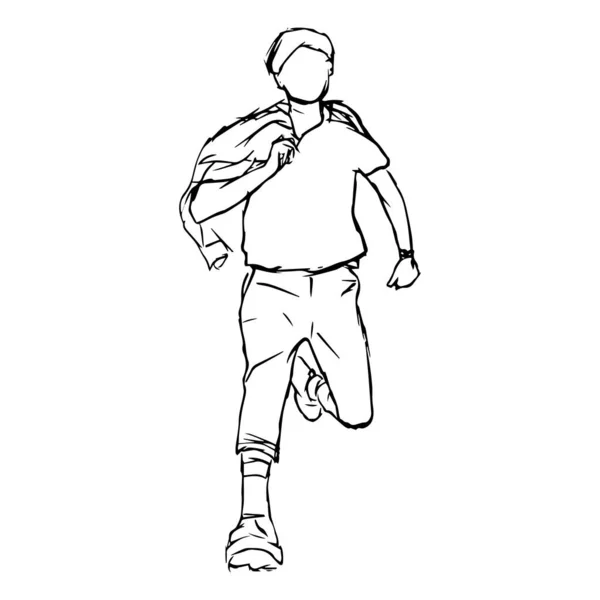 Sketch of running man in dodle style — стоковый вектор