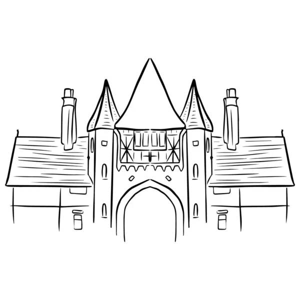 Esquisse du vieux temple dans le style doodle — Image vectorielle