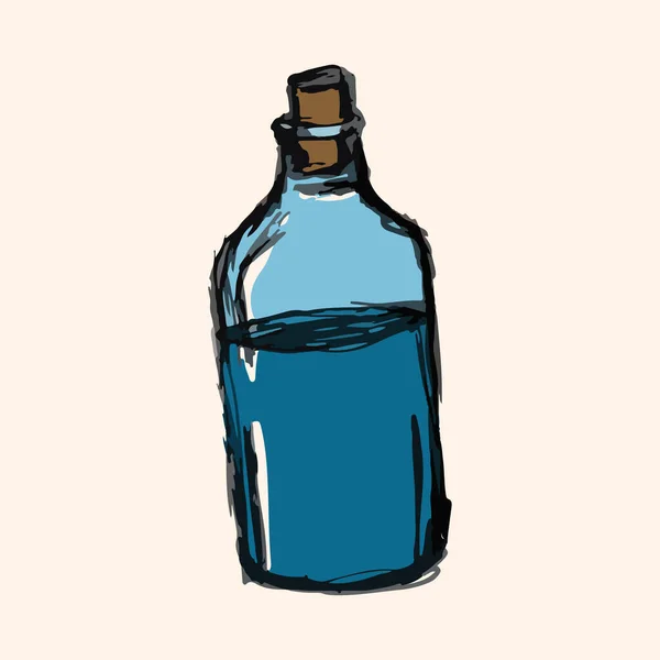 Vereinzelte alte Cartoon-Flasche mit Wasser — Stockvektor