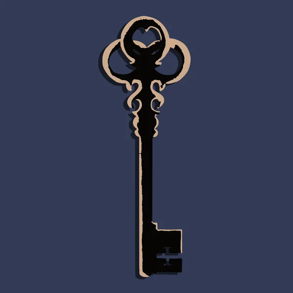 Isolated old key in vintage style — Stock Vector