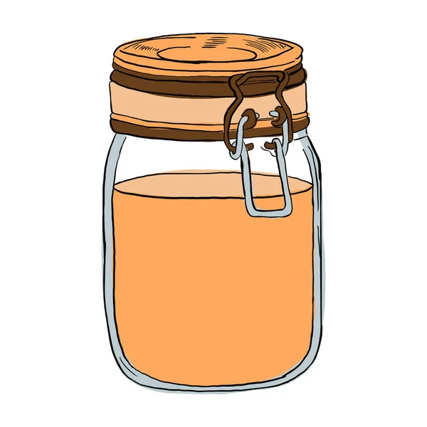 Cartoon jar with lid and wire snap — Stock Vector