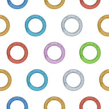 Renkli izole halkaları olan kusursuz vektör deseni