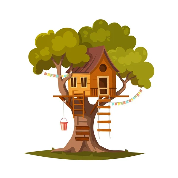 Cabane d'arbres pour enfants — Image vectorielle
