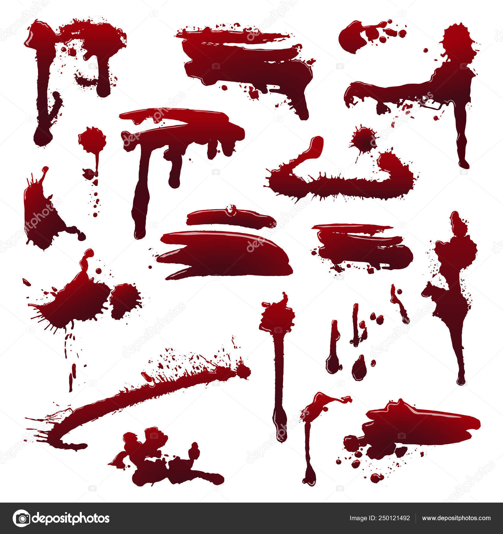 Set Of Various Dripping Grunge Blood Splatters Stock Illustration