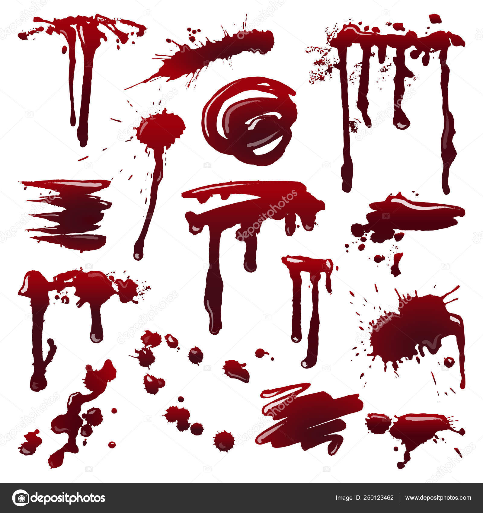 Set Of Various Dripping Grunge Blood Splatters Stock Illustration