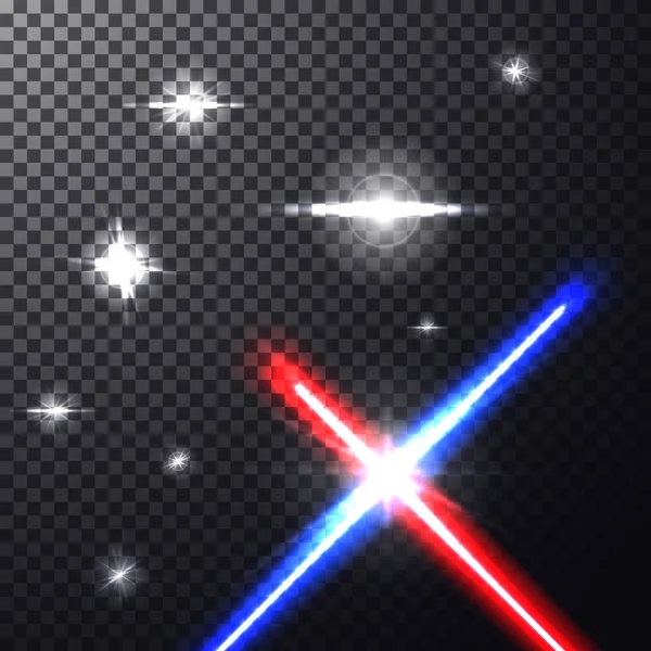 Laserstrahlen mit Sternen. Vektorillustration — Stockvektor