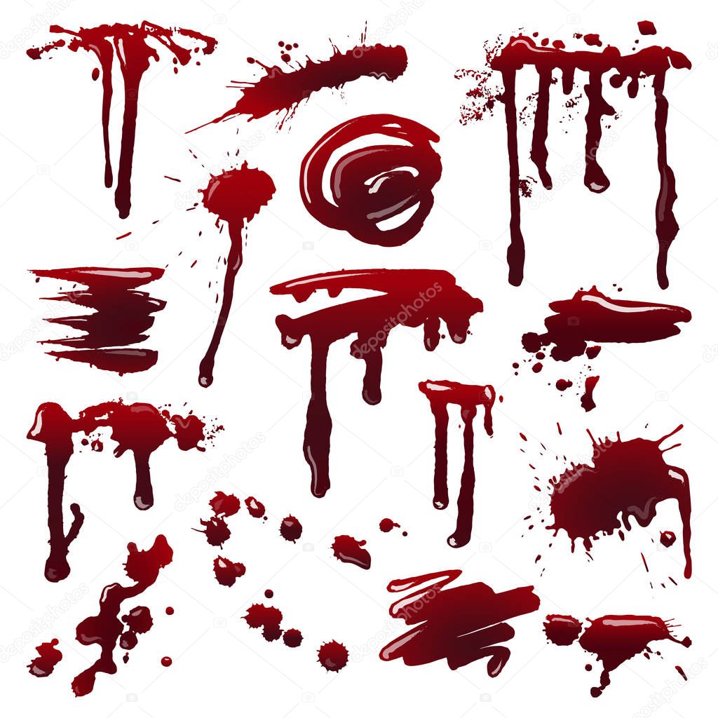 Blood splatters set. Vector illustration