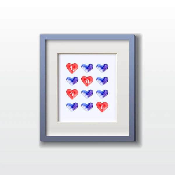 Akvarell hjärtan mönster — Stock vektor