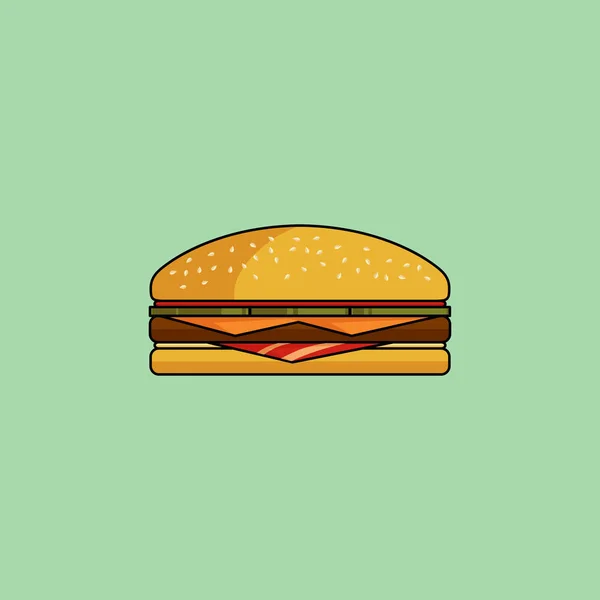 미니 멀 스타일에 베이컨 치즈 버거입니다. 평면 디자인 — 스톡 사진