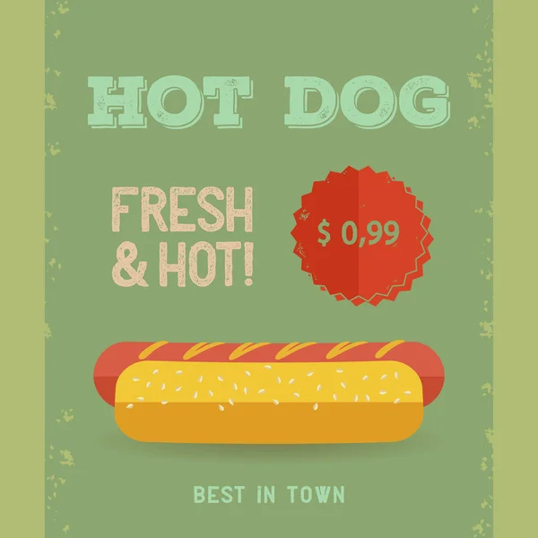 Menu Hot Dog, poster antik - Stok Vektor