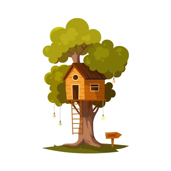 Casa del árbol para niños — Vector de stock