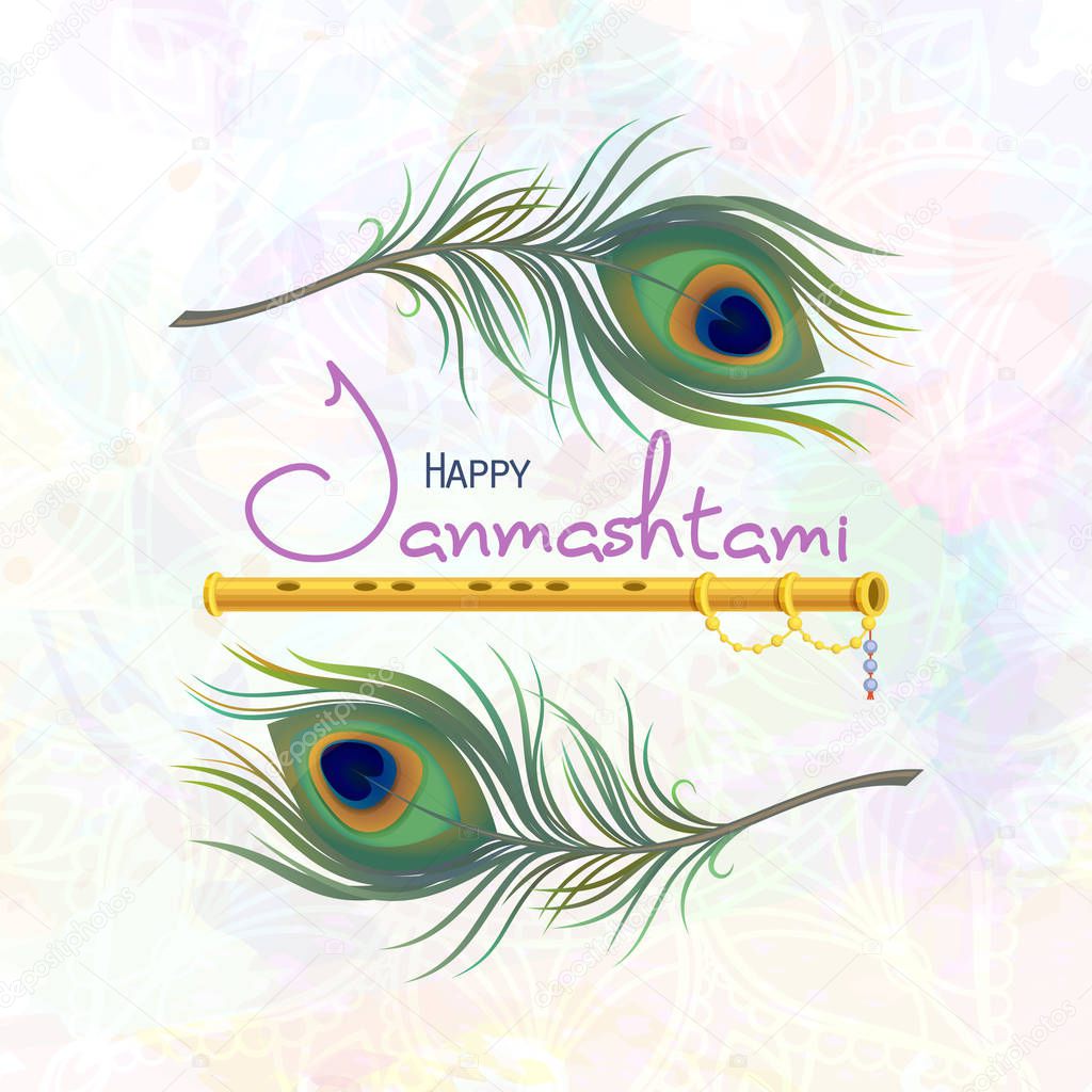 Greeting card for happy Janmashtami.