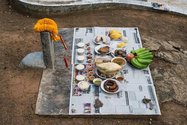 Pichit Thailand April 2018 Arranged Food Being Sacrificial Offering Thai — Stock Photo, Image