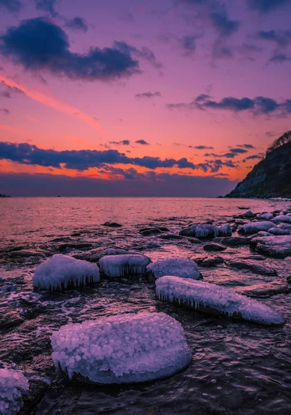 Winter Sunset Sea — Stock Photo, Image