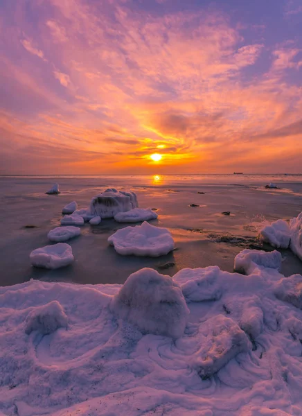 Winter Sunset Sea — Stock Photo, Image