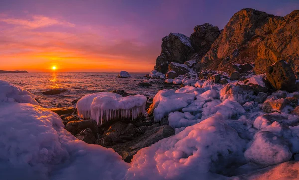 Winter Sunset Sea — Stock Photo, Image