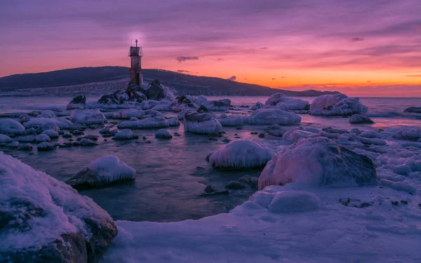 Lighthouse Sharp Rocks — Stock Photo, Image