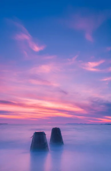 Захід Сонця Березі Моря — стокове фото