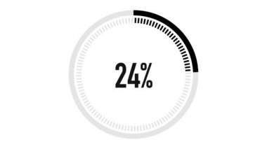 Alfa kanalı ile animasyon siyah yükleme bar. 0-100 yüzde. Beyaz arka planda siyah daire. Download sayfa. Animasyon - 0-100 yükleme