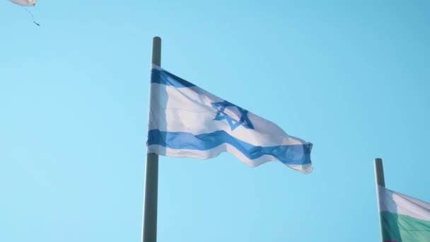 Bandera Realista Israel Ondeando Viento Movimiento Lento — Vídeo de stock