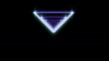 Neon üçgen 80s. Tasarım öğesinde retro tarzı Fütürizm, retrowave. Enerji depolama aygıtı taklit eder