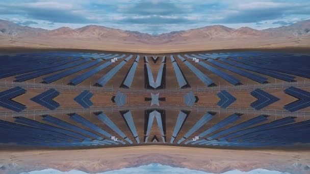 Creative Kaleidoscope Frame Drone Solar Panels Mountains Concept Problems Renewable — Stock Video