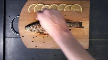 Şef aşçı plaka restoran balık tabak çanak dekorasyon.