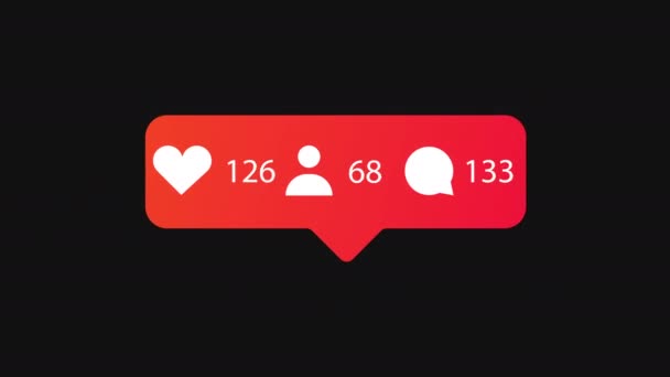 Flat design thumbs up 4K social media like counter, shows clicks over time on a black background with alpha matte — Stock Video
