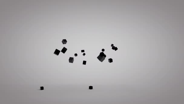 Animation 3D abstraite de cube noir pulsant dynamiquement. Dans un studio blanc — Video