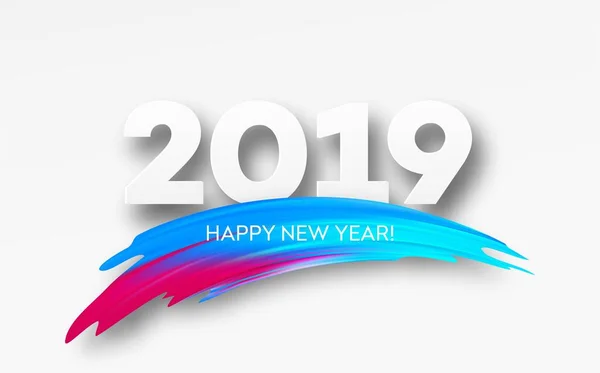 2019 Новый год на фоне красочного маслом мазка или акриловой краски элемента дизайна. Векторная иллюстрация — стоковый вектор