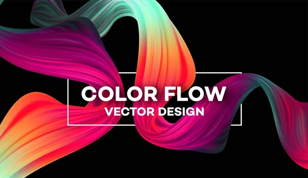 Moderne Bunte Flow Poster Wellenförmige Flüssigkeit Blauem Hintergrund Art Design — Stockvektor