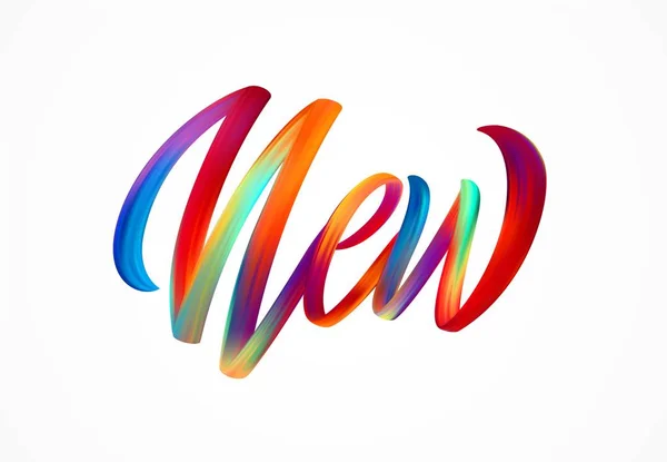 Νέα λέξη-σημάδι, η σύγχρονη πολύχρωμα ροή γράμματα. Εικονογράφηση διάνυσμα — Διανυσματικό Αρχείο