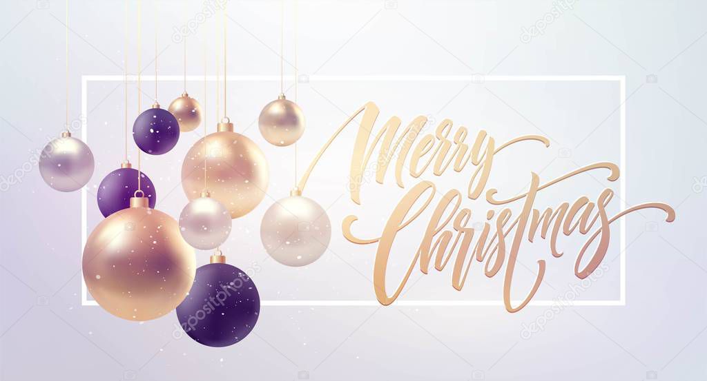Christmas background with baubles and place for text. Vector Illustration