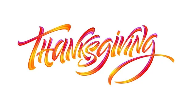 Feliz Dia de Acção de Graças desenhado à mão cartaz tipográfico. Cartão de felicitações para o Dia de Acção de Graças. Letras de caligrafia. Ilustração vetorial — Vetor de Stock