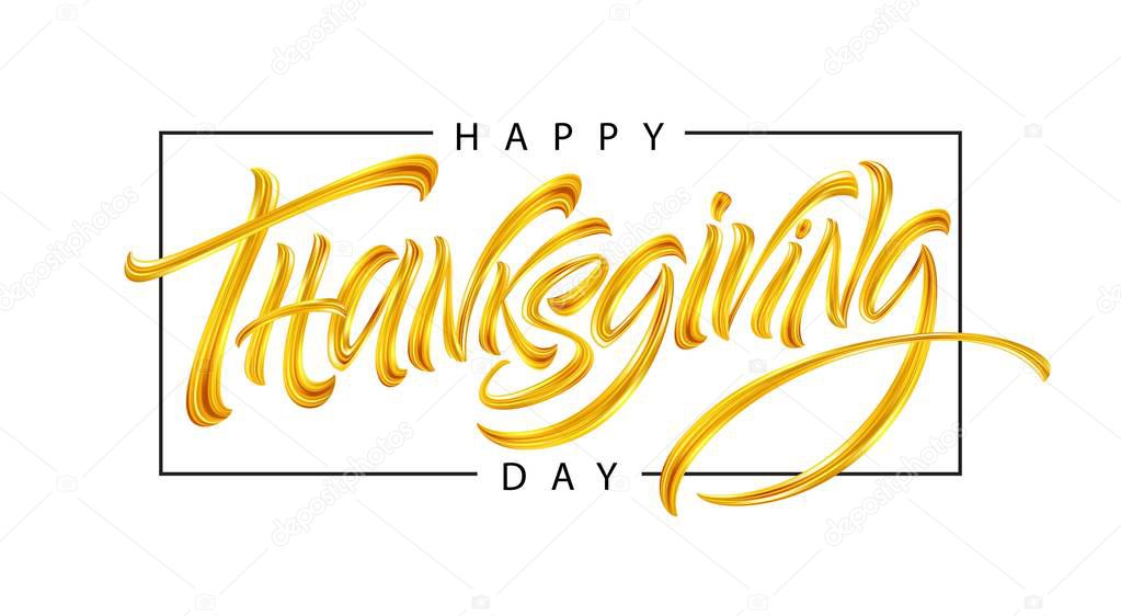 Thanksgiving typography for greeting cards and poster. Golden Calligraphy lettering. Vector illustration EPS10