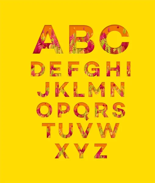 Litery alfabetu wektor z jesiennych liści. Ilustracja wektorowa — Wektor stockowy
