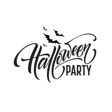 Cadılar Bayramı Partisi Davetiyesi, kartpostallar, poster için yazı. Vektör çizim