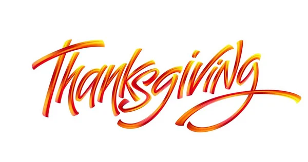 Lettering Thanksgiving Paint Texture ilustração desenhada à mão Isolado em fundo branco. Ilustração vetorial — Vetor de Stock