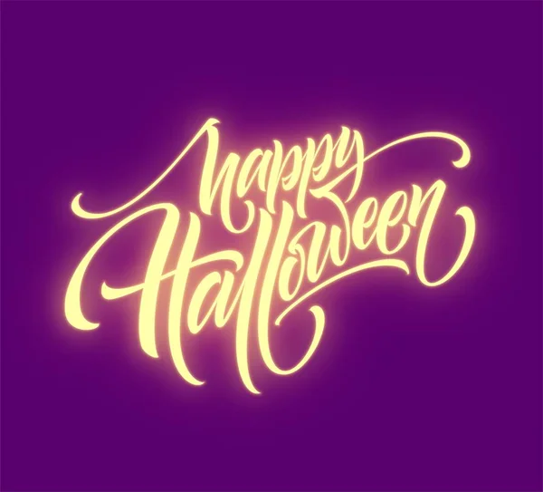 Gloed in de donkere achtergrond Happy halloween letter. Vectorillustratie — Stockvector